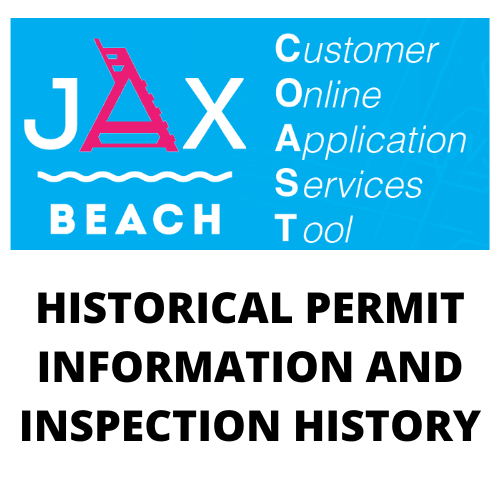 COAST AND CITY LOGO, TEXT READS PERMIT INFORMAION AND INSPECTION HISTORY Opens in new window